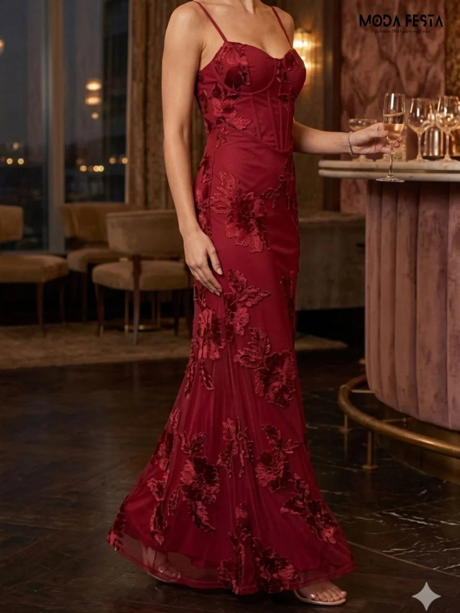 ModaFesta -crimson-flora- embroidered-evening-gown